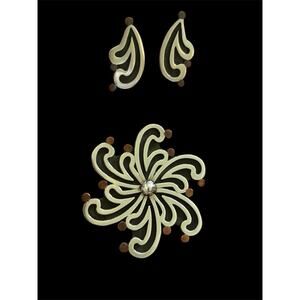 Modernist Sterling Silver Swirl Convertible Pendant & Stud Earrings 26.20g 925